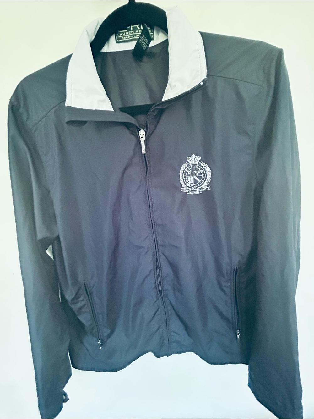 Ralph Lauren Navy Lightweight Hooded Windbreaker Jacket with Crest